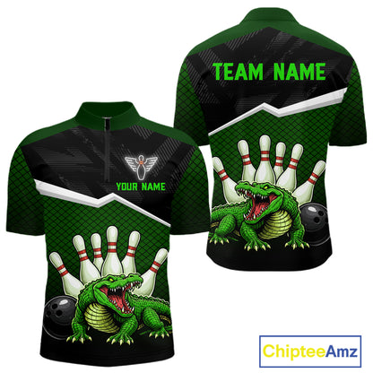 Custom Funny Crocodile Bowling Shirt Alligator Bowling Jersey for Men Polo & 1/4 Zip HNT207