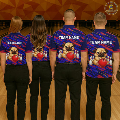 Custom Funny Dog Bowling Jersey for Men Bowling Uniform Polo &1/4 Zip Bowling Team Shirts HNT249