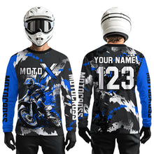 Load image into Gallery viewer, Blue Youth Motocross Jersey Racing Shirts Custom Dirt Bike Shirts Kid Men Women UPF30+ DNT32