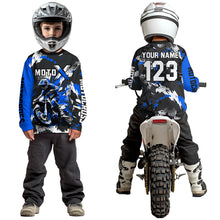 Load image into Gallery viewer, Blue Youth Motocross Jersey Racing Shirts Custom Dirt Bike Shirts Kid Men Women UPF30+ DNT32