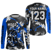 Load image into Gallery viewer, Blue Youth Motocross Jersey Racing Shirts Custom Dirt Bike Shirts Kid Men Women UPF30+ DNT32