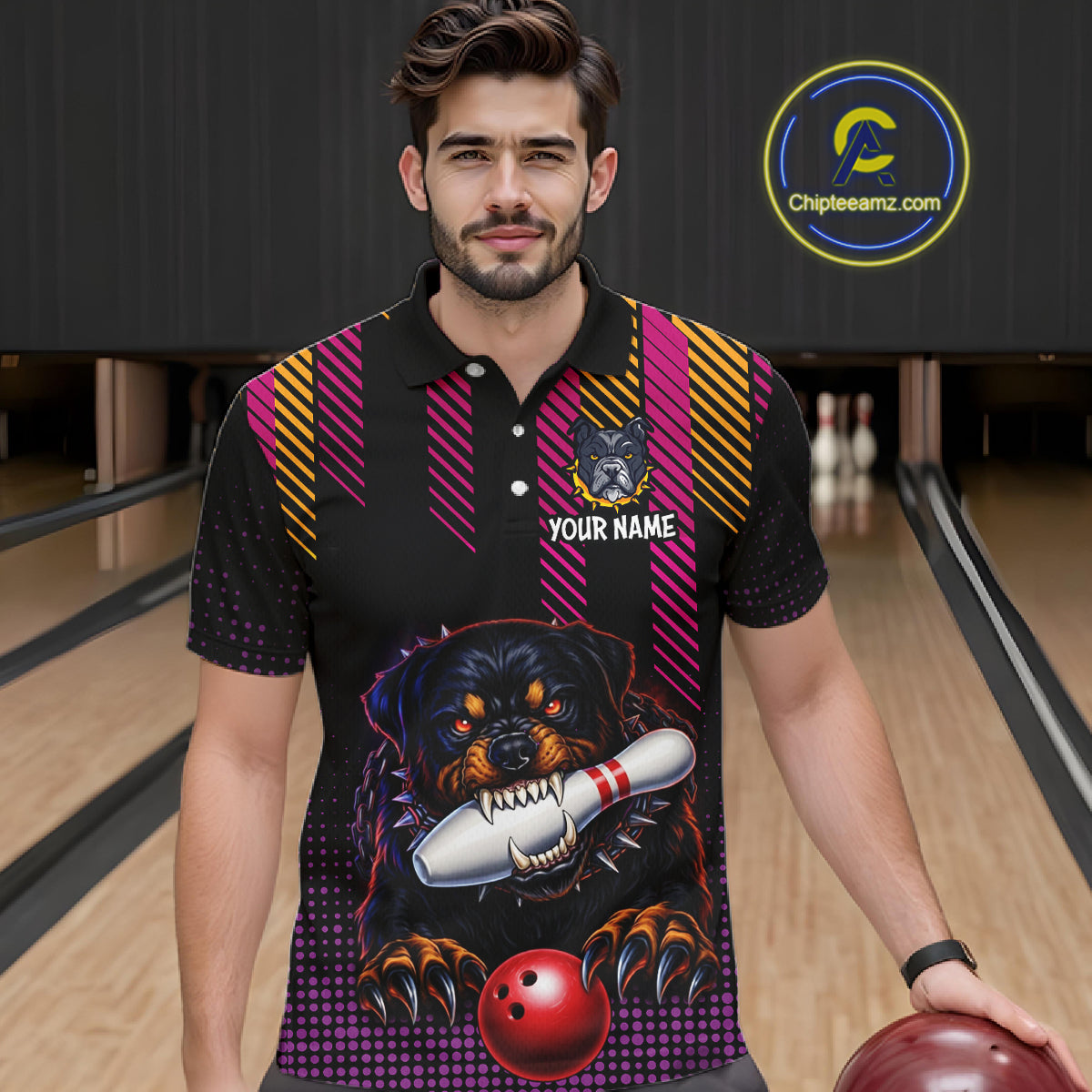 Custom Funny French Bulldog Bowling Jersey for Men Bowling Team Shirts Polo & 1/4 Zip HNT185