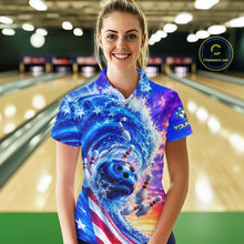 Load image into Gallery viewer, Custom American Wave Patriotic Bowling Jersey for Women Unisex Bowling Team Shirts Polo &amp; 1/4 Zip HNT343