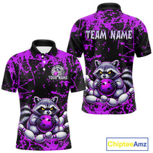 Load image into Gallery viewer, Custom Purple Raccoon Bowling Jersey for Men Bowling Uniform Polo &amp; 1/4 Zip Bowling Team Shirts HNT224