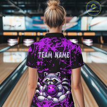 Load image into Gallery viewer, Custom Purple Raccoon Bowling Jersey for Women Bowling Uniform Polo &amp; 1/4 Zip Bowling Team Shirts HNT224