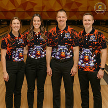 Load image into Gallery viewer, Custom Orange Raccoon Bowling Jersey for Men Bowling Uniform Polo &amp; 1/4 Zip Bowling Team Shirts HNT224
