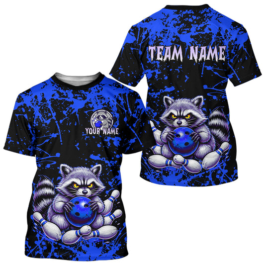 Custom Blue Raccoon Bowling Jersey for Men Women Bowling Uniform Bowling Team Shirts HNT224