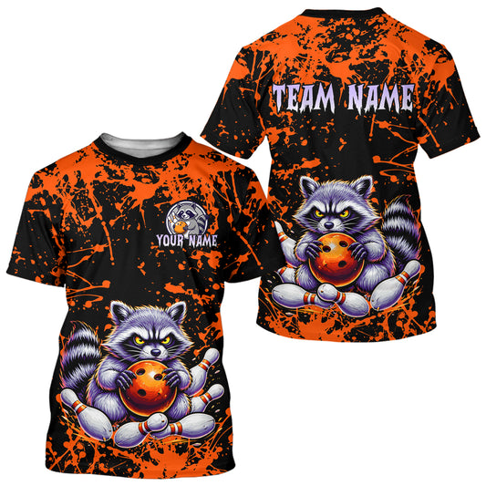 Custom Orange Raccoon Bowling Jersey for Men Women Bowling Uniform Bowling Team Shirts HNT224