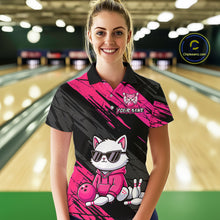 Load image into Gallery viewer, Custom Funny Pink Cat Bowling Jersey for Women Bowling Team Shirts Bowling Polo &amp; 1/4 Zip HNT257