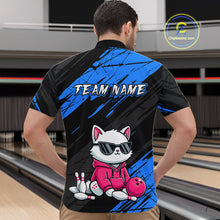Load image into Gallery viewer, Custom Funny Blue Cat Bowling Jersey for Men Bowling Team Shirts Bowling Polo &amp; 1/4 Zip HNT257