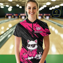 Load image into Gallery viewer, Custom Funny Pink Cat Bowling Jersey for Women Bowling Team Shirts Bowling Polo &amp; 1/4 Zip HNT257