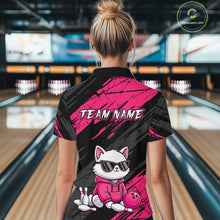 Load image into Gallery viewer, Custom Funny Pink Cat Bowling Jersey for Women Bowling Team Shirts Bowling Polo &amp; 1/4 Zip HNT257