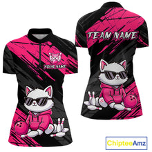 Load image into Gallery viewer, Custom Funny Pink Cat Bowling Jersey for Women Bowling Team Shirts Bowling Polo &amp; 1/4 Zip HNT257