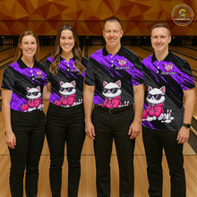 Load image into Gallery viewer, Custom Funny Purple Cat Bowling Jersey for Women Bowling Team Shirts Bowling Polo &amp; 1/4 Zip HNT257