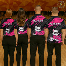 Load image into Gallery viewer, Custom Funny Pink Cat Bowling Jersey for Women Bowling Team Shirts Bowling Polo &amp; 1/4 Zip HNT257