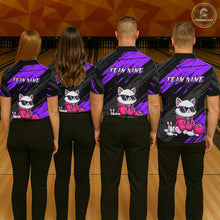 Load image into Gallery viewer, Custom Funny Purple Cat Bowling Jersey for Women Bowling Team Shirts Bowling Polo &amp; 1/4 Zip HNT257