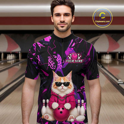Custom Funny Maine Coon Cat Bowling Jersey for Men Bowling League Bowling Team Shirts HN292