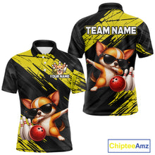 Load image into Gallery viewer, Black and yellow polo shirt with cartoon dog design and 'Team Name' text on a white background.