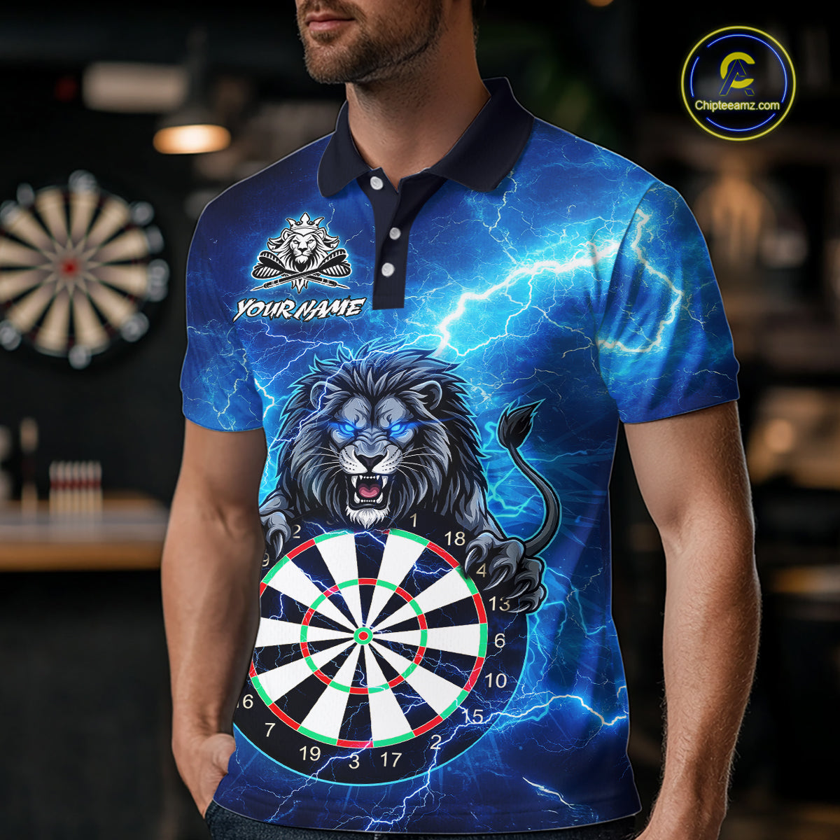 Custom Thunder Lion Dart Shirt Dart Team Jersey for Men Dartboard Polo & 1/4 Zip Shirts NNT169