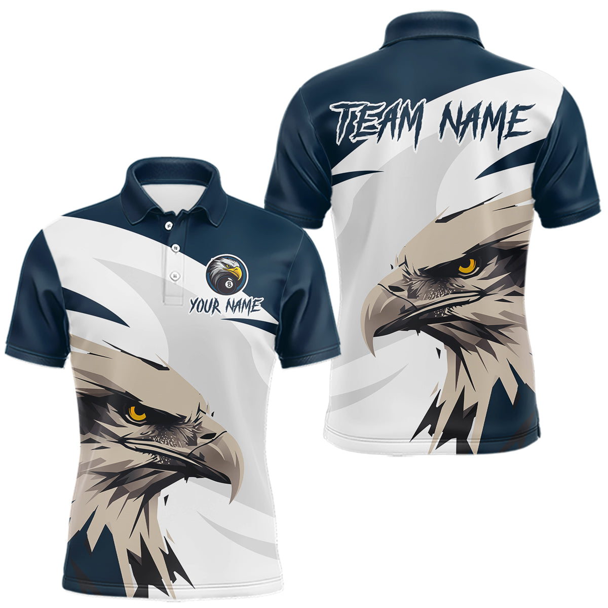 Custom Eagle 8 Ball Billiard Shirts for Men Billiard Tournament Billiard Team Shirts Polo & 1/4 Zip NNT109