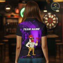 Load image into Gallery viewer, Custom Purple Funny Chicken Darts Shirt for Women Darts Team Jerseys Polo &amp; 1/4 Zip Dart League NNT131
