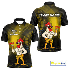 Load image into Gallery viewer, Custom Yellow Funny Chicken Darts Shirt for Men Darts Team Jerseys Polo &amp; 1/4 Zip Dart League NNT131