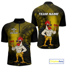 Load image into Gallery viewer, Custom Yellow Funny Chicken Darts Shirt for Men Darts Team Jerseys Polo &amp; 1/4 Zip Dart League NNT131