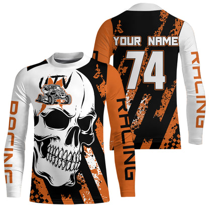 Custom Skull Orange UTV Off-Road Shirts UTV Motocross Racing Shirt Kid Men Women UPF30+ DNT89