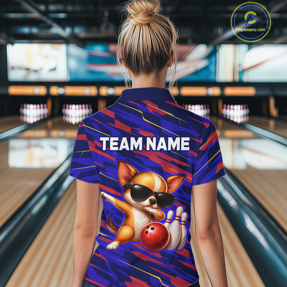 Custom Chihuahua Dog Bowling Jersey for Women Bowling Uniform Polo & 1/4 Zip Bowling Team Shirts HNT262