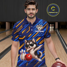 Load image into Gallery viewer, Custom Husky Dog Bowling Jersey for Men Bowling Uniform Polo &amp; 1/4 Zip Bowling Team Shirts HNT263