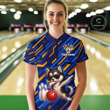 Load image into Gallery viewer, Custom Husky Dog Bowling Jersey for Women Bowling Uniform Polo &amp; 1/4 Zip Bowling Team Shirts HNT263