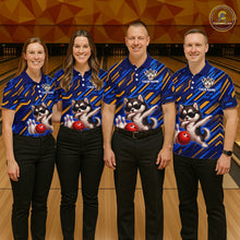 Load image into Gallery viewer, Custom Husky Dog Bowling Jersey for Men Bowling Uniform Polo &amp; 1/4 Zip Bowling Team Shirts HNT263