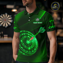 Load image into Gallery viewer, Custom Neon Green Cyber Dartboard Darts Shirt for Men Darts Team Jerseys Polo &amp; 1/4 Zip NNT132