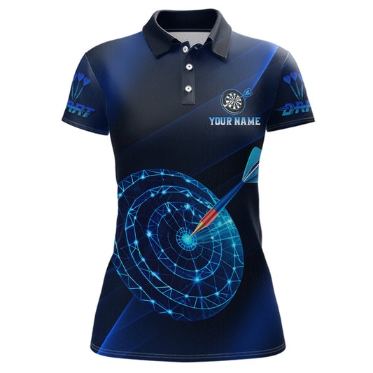Custom Neon Blue Cyber Dartboard Darts Shirt for Women Darts Team Jerseys Polo & 1/4 Zip NNT132