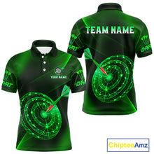 Load image into Gallery viewer, Custom Neon Green Cyber Dartboard Darts Shirt for Men Darts Team Jerseys Polo &amp; 1/4 Zip NNT132
