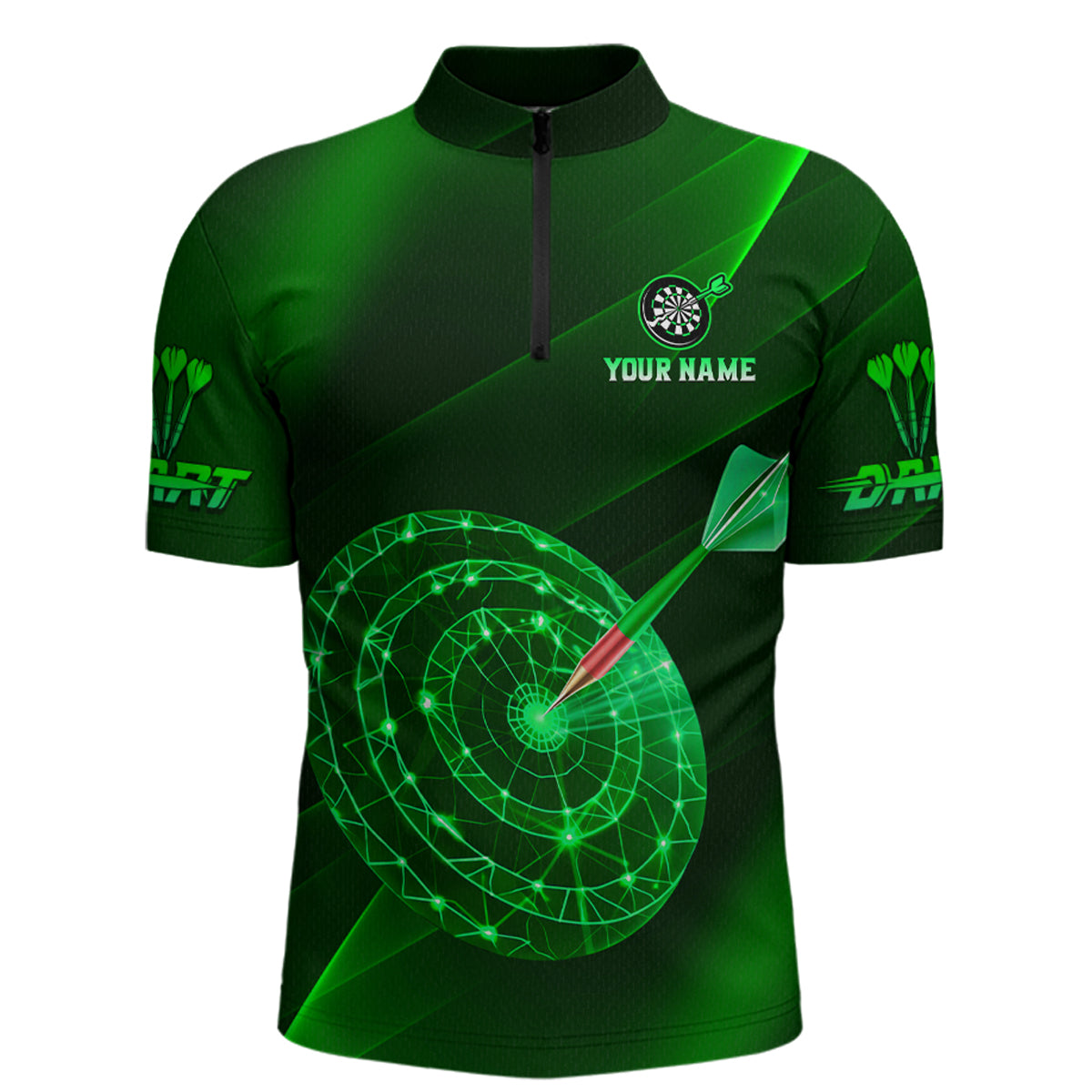 Custom Neon Green Cyber Dartboard Darts Shirt for Men Darts Team Jerseys Polo & 1/4 Zip NNT132