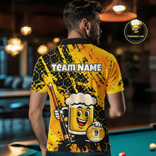 Load image into Gallery viewer, Man wearing a yellow polo shirt with a beer mug graphic and 'Team Name' text in a bar setting.