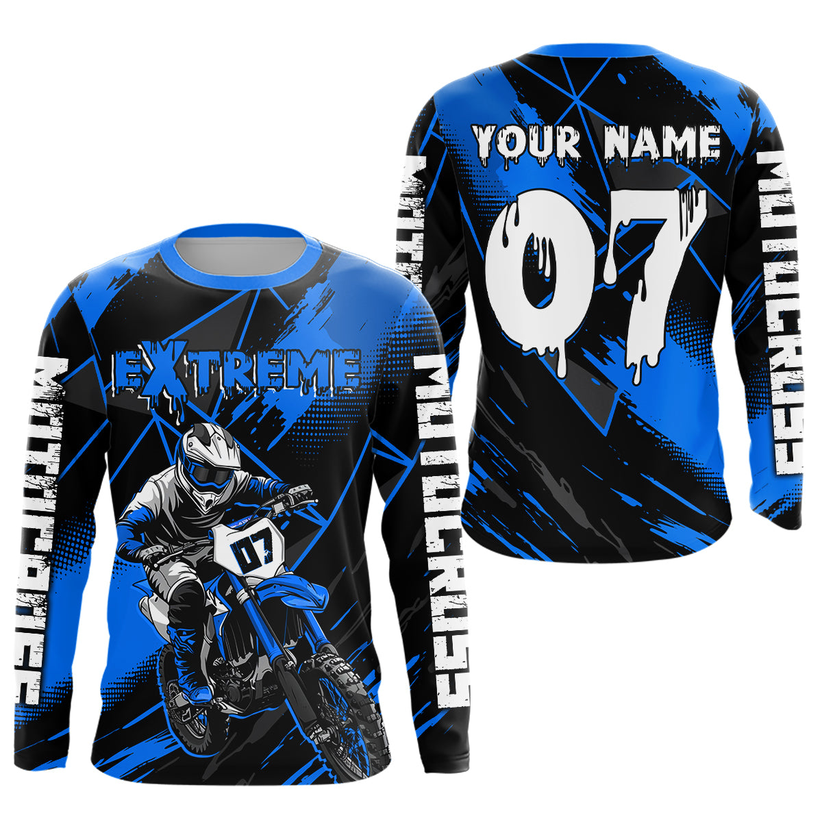Custom Blue MX Racing Extreme Shirts Kid Men Women Youth Motocross Shirts UPF30+ DNT35