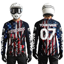 Load image into Gallery viewer, US Flag Youth Motocross Jersey Custom Dirt Bike Shirt Kid Men Women Motocross Shirt UPF30+ DNT37
