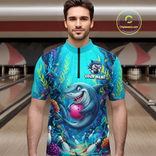 Load image into Gallery viewer, Custom Ocean Funny Shark Bowling Jersey for Men Funny Bowling Team Shirts Bowling Uniform HNT300