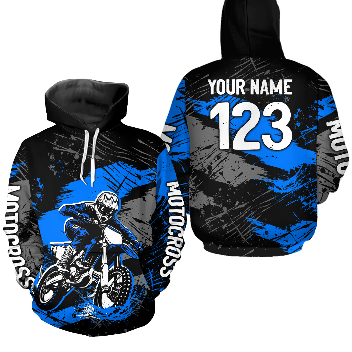 Custom Blue Dirt Bike Hoodie Motocross Sweatshirts for Kid Men Women Motorcycle Hoodie HOT39