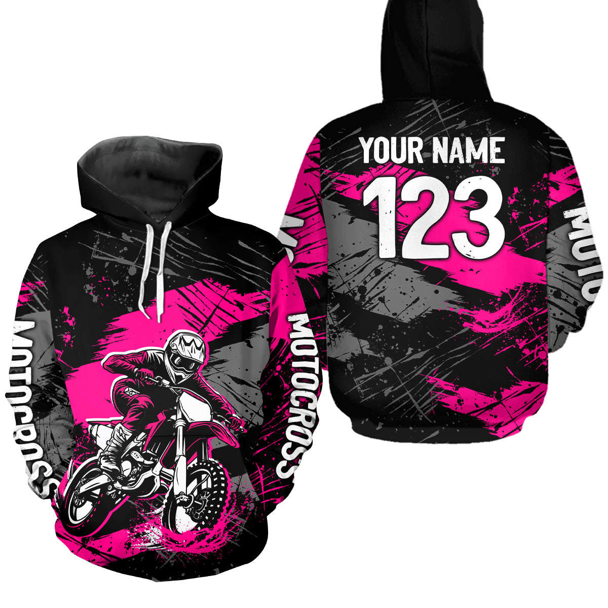Custom Pink Dirt Bike Hoodie Motocross Sweatshirts for Kid Men Women Motorcycle Hoodie HOT39