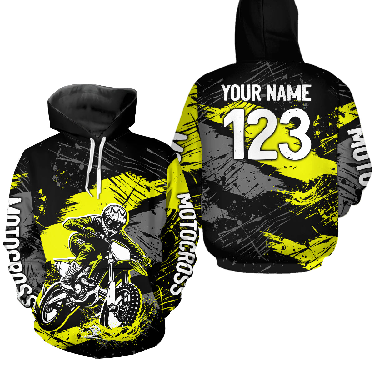Custom Yellow Dirt Bike Hoodie Motocross Sweatshirts for Kid Men Women Motorcycle Hoodie HOT39