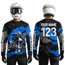 Load image into Gallery viewer, Custom Blue Youth Motocross Jersey Motocycle Shirts Shirt Kid Men Women Motocross Shirt UPF30+ DNT38
