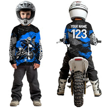 Load image into Gallery viewer, Custom Blue Youth Motocross Jersey Motocycle Shirts Shirt Kid Men Women Motocross Shirt UPF30+ DNT38