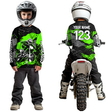 Load image into Gallery viewer, Custom Green Youth Motocross Jersey Motocycle Shirts Shirt Kid Men Women Motocross Shirt UPF30+ DNT38