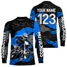 Load image into Gallery viewer, Custom Blue Youth Motocross Jersey Motocycle Shirts Shirt Kid Men Women Motocross Shirt UPF30+ DNT38