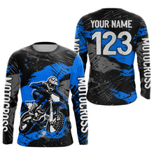 Load image into Gallery viewer, Custom Blue Youth Motocross Jersey Motocycle Shirts Shirt Kid Men Women Motocross Shirt UPF30+ DNT38