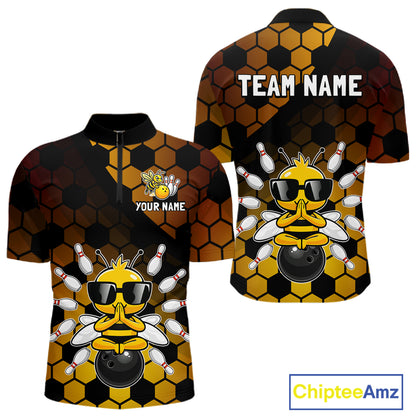 Custom Funny Bee Bowling Jersey for Men Bowling Team Shirts Bowling Polo & 1/4 Zip HNT267