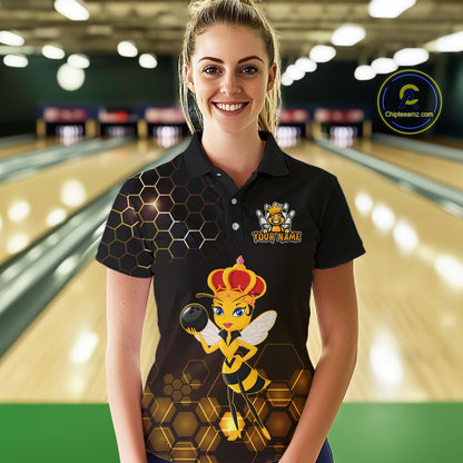Custom Funny Bee Bowling Bowling Jersey for Women Bowling Team Shirts Polo & 1/4 Zip HNT195